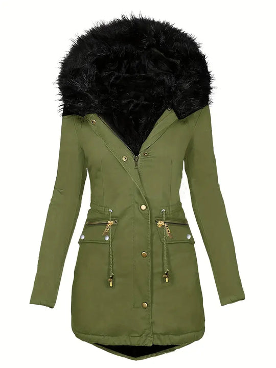 Stylish  Frosty luxe parka for colder days"