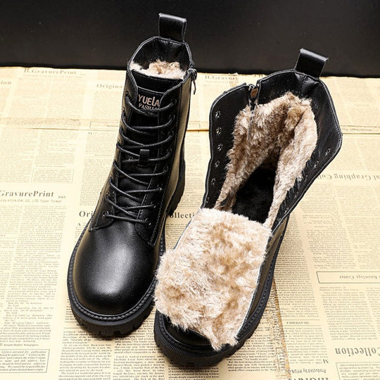 Andrea Black Leather Winter Boots for Style and Comfort