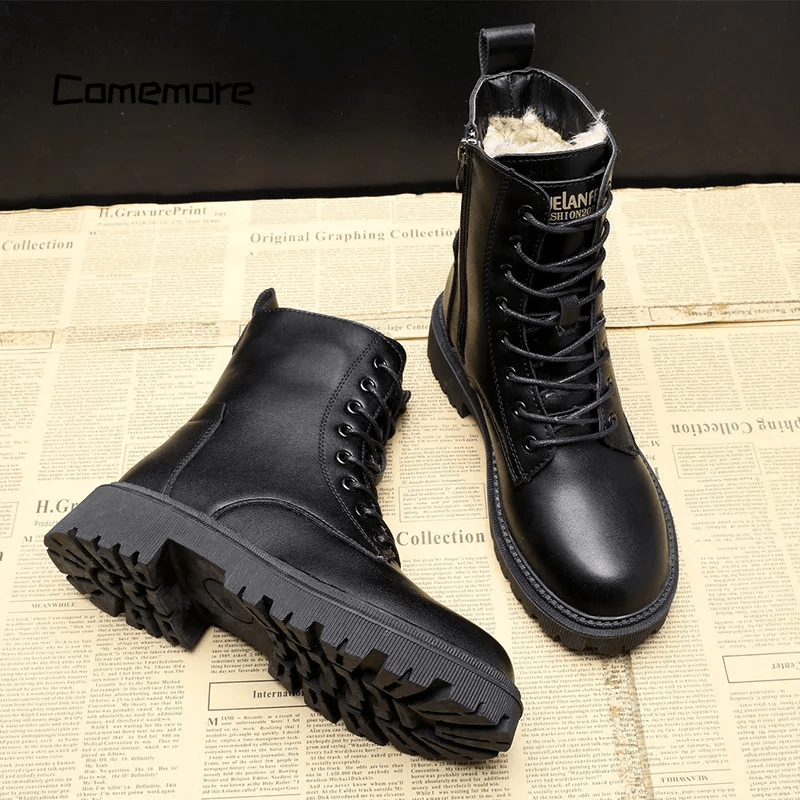 Andrea Black Leather Winter Boots for Style and Comfort