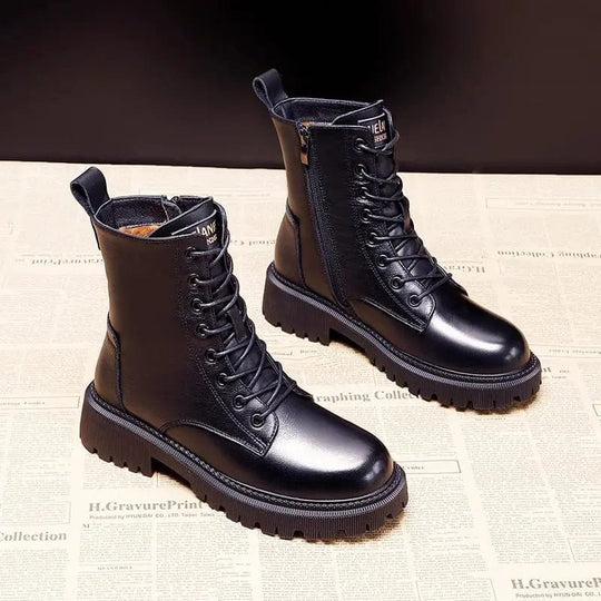 Andrea Black Leather Winter Boots for Style and Comfort